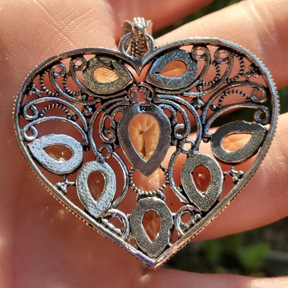 New Citrine 925 Silver Heart Pendant. - Picture 4 of 13